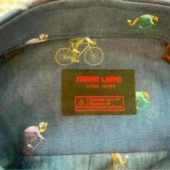 JARED LANG NWT Men’s Navy Animal Bicycle Print Shirt. Size XL - Picture 5 of 8